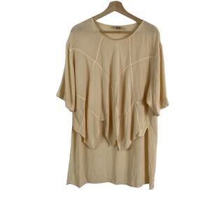 ART TO WEAR Chemise Mogador Lagenlook Tunic – High Low Neutral – Large